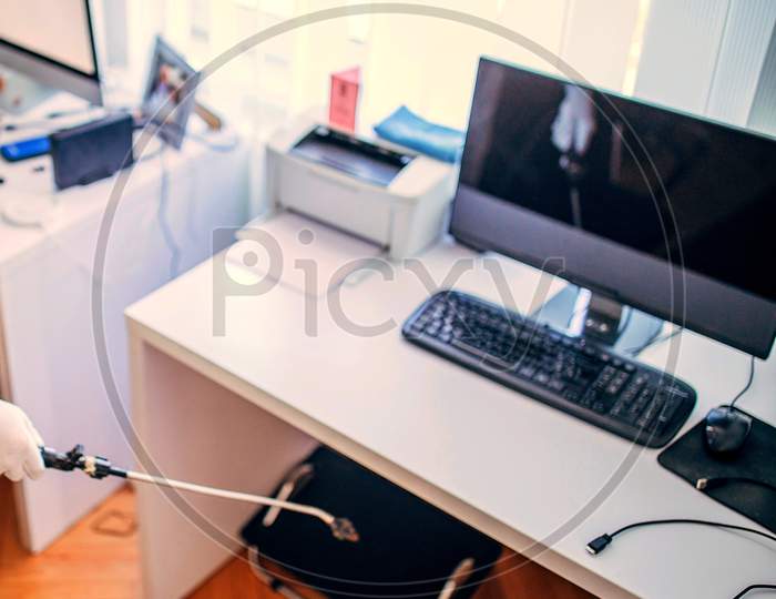 Sanitizing Office Area For Corona Virus