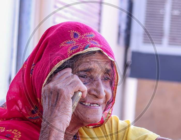 Close Up Shot of Rajasthani old age female