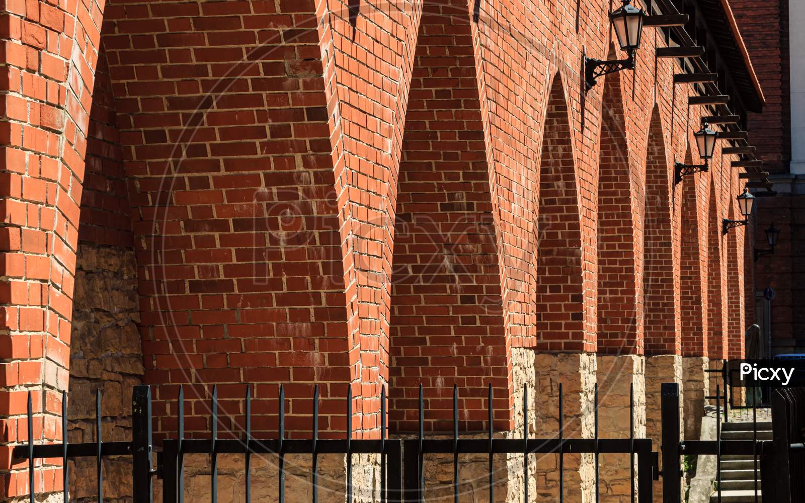Red Brick Building Gates Arch