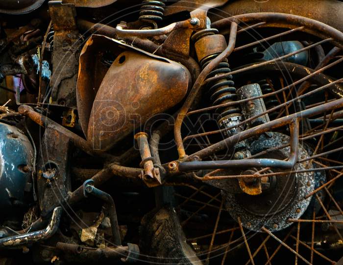 rusted royal enfield bike