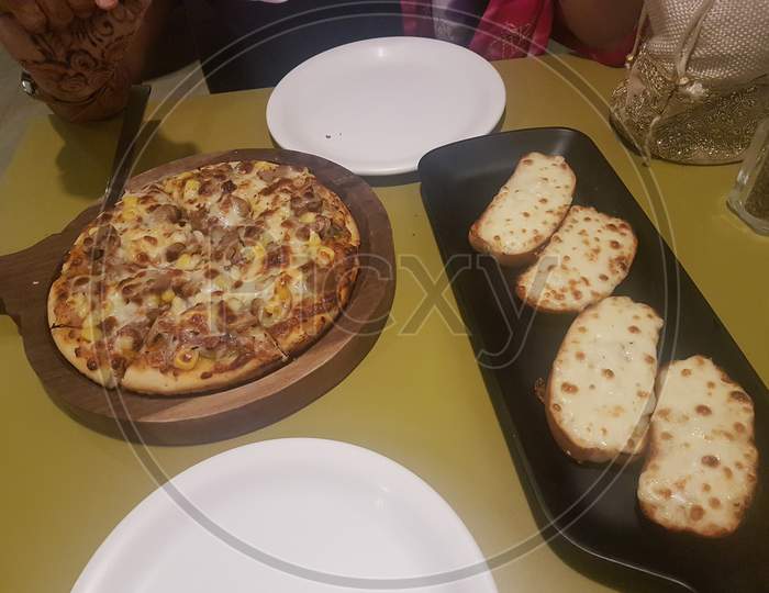 Pizza with Garlic Bread