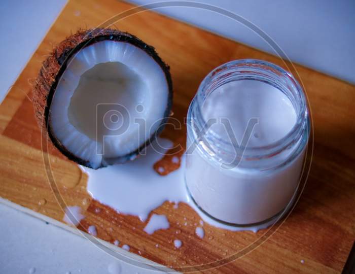Healthy Coconut Milk Extracted From Coconut