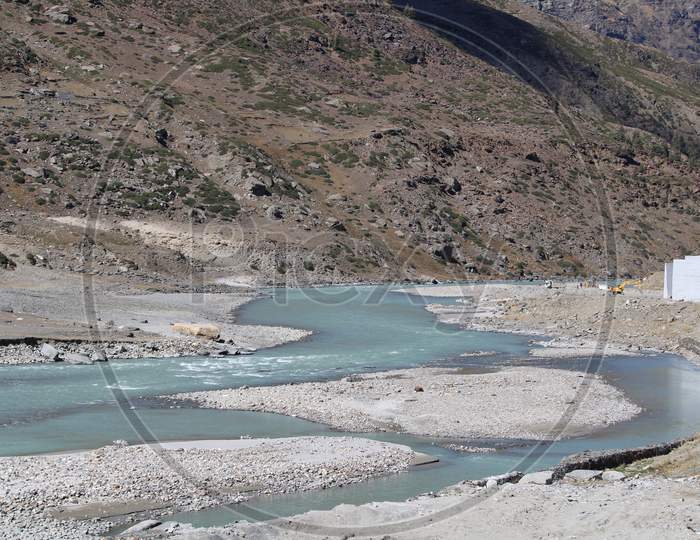 A View of Sutlej River Near Rohtang Pass