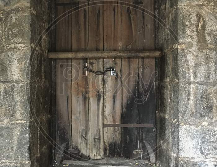 Locked wooden door