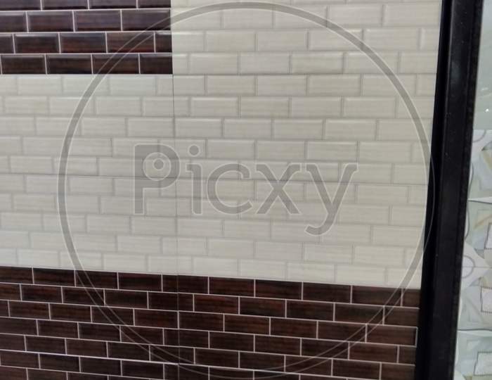 Brick shape tiles in tile shop.