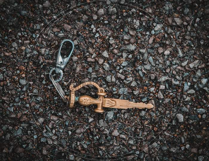 A lost key in the road photo