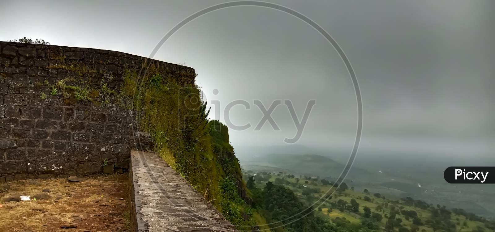 Top of fort in cloudy and rainy season.
