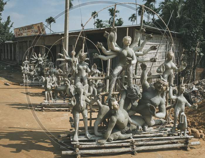 The making of Durga idols in a remote village of Tripura.