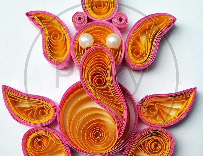 Quilling paper craft Lord Ganesha.