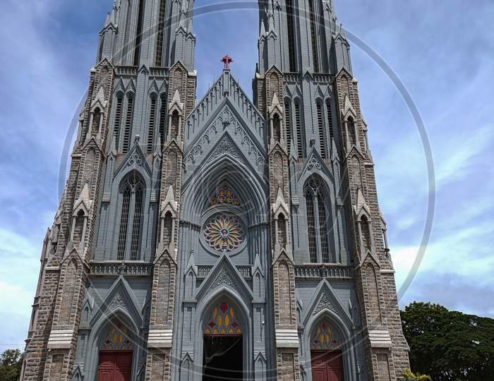A Divine view of one of the tallest Churches in India The Saint Philomena's Cathedral was opened recently after a 6 month closure due to Covid 19 Pandemic in Mysuru.
