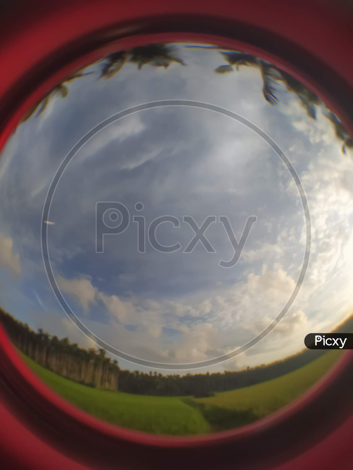 View Of Sky Through The Circle Focus On The Middle