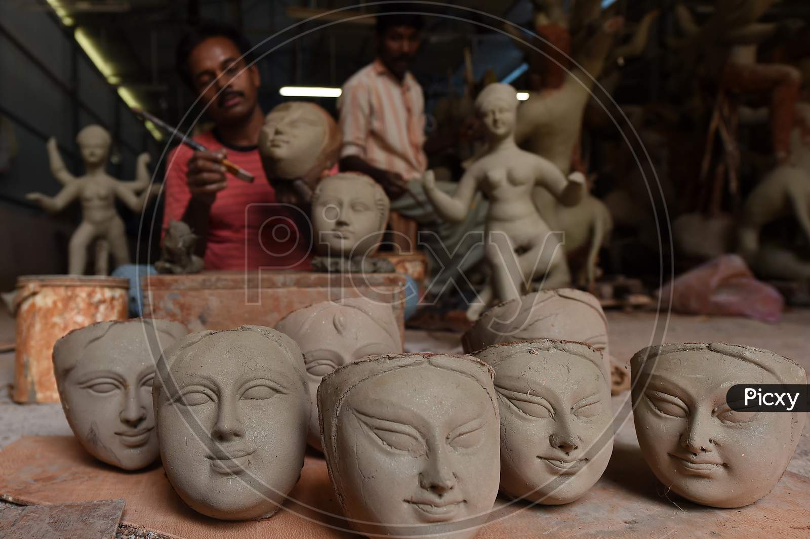An Artisan Works On Clay Sculptures Depicting A Goddess Durga Ahead Of The Upcoming 'Durga Puja' Festival In Chennai On October 15, 2020.