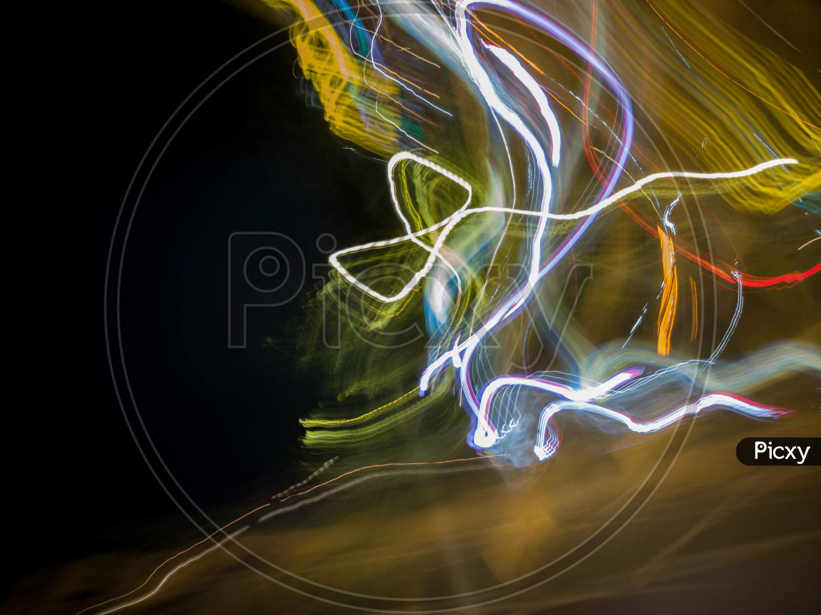 Light painting from various kind of light sources and different coloured light source