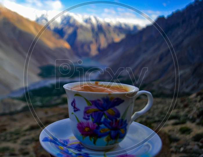 a cup of tea on the mountain
