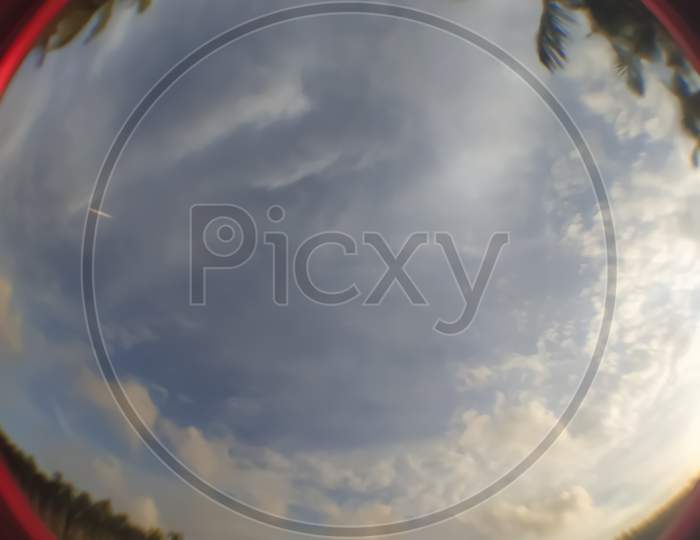 View Of Sky Through The Circle Focus On The Middle