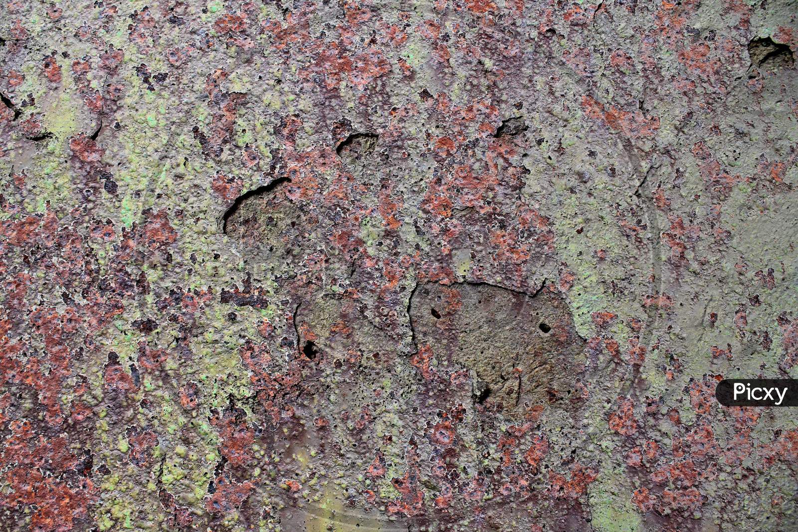 Detailed Close Up View On Aged Concrete Walls With Cracks And Lots Of Structure