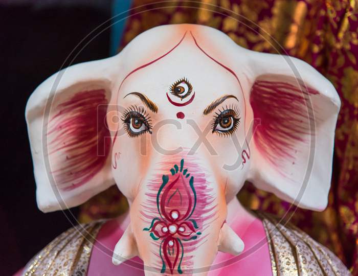 Beautifully decorated idol of Hindu Elephant God Ganesha