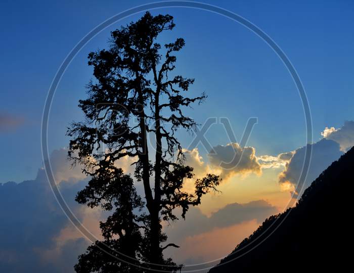 Sunset during Triund Hill trek in Himachal Pradesh