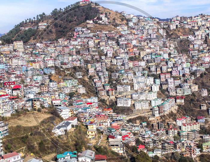 Buildings covering entire hill slope in Shimla India
