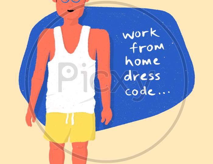 Funny work from home illustration