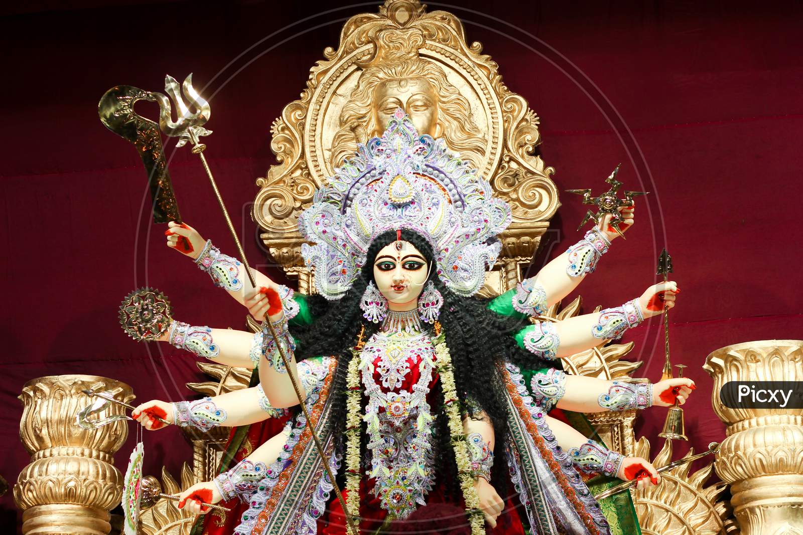 Maa Durga in Red Saree