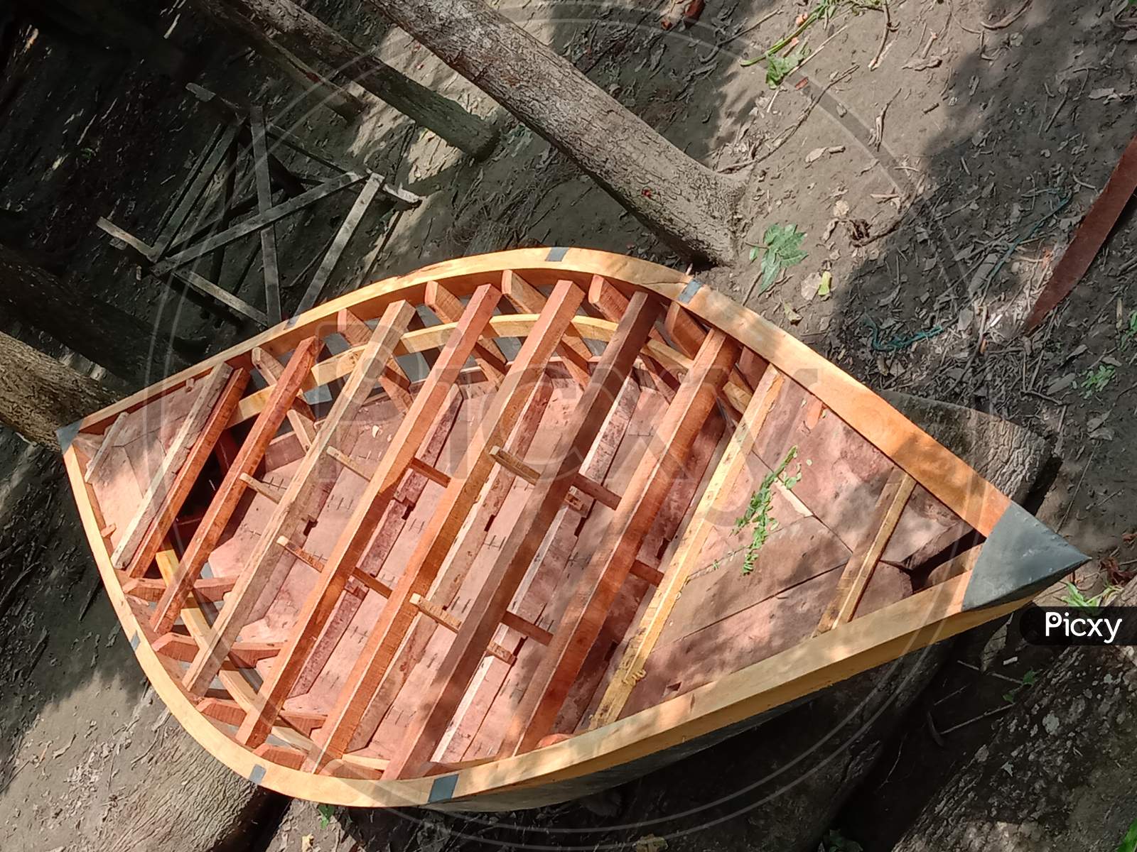 Wooden Boat Close-Up On The Ground