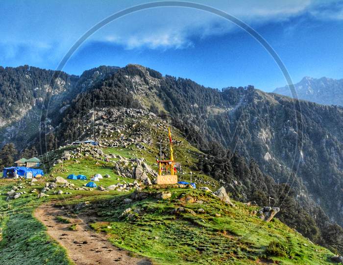 Top of the Triund Hill in Himachal Pradesh
