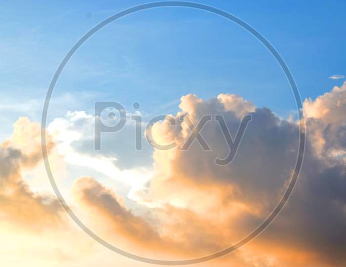 Beautiful Cloudy Blue Sky In Sunny Day