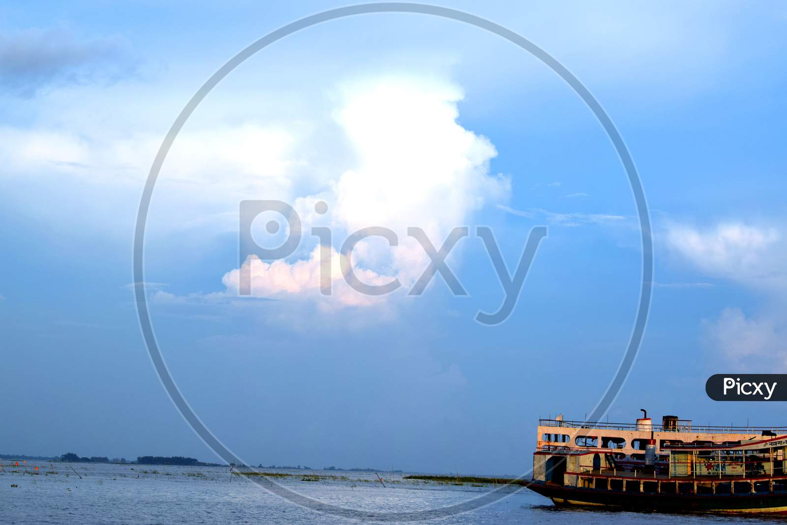 People Transportation In River By Speedboat,Small Boat,The Photo Was Taken From Padma River,Maoa,Dhaka On 18 Th October 2020.