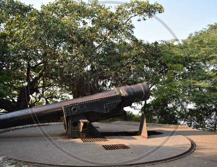 A Cannon From Historical Era Situated On Top Of A Cannon Hill