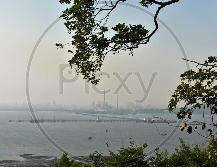 A Ocean Captured Beside Mumbai Port From Far Distance.