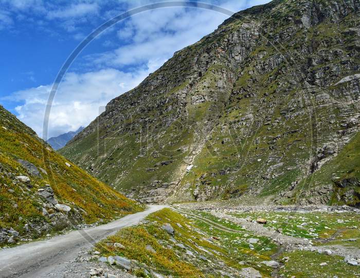 A road on the way to Spiti Valley from Manali