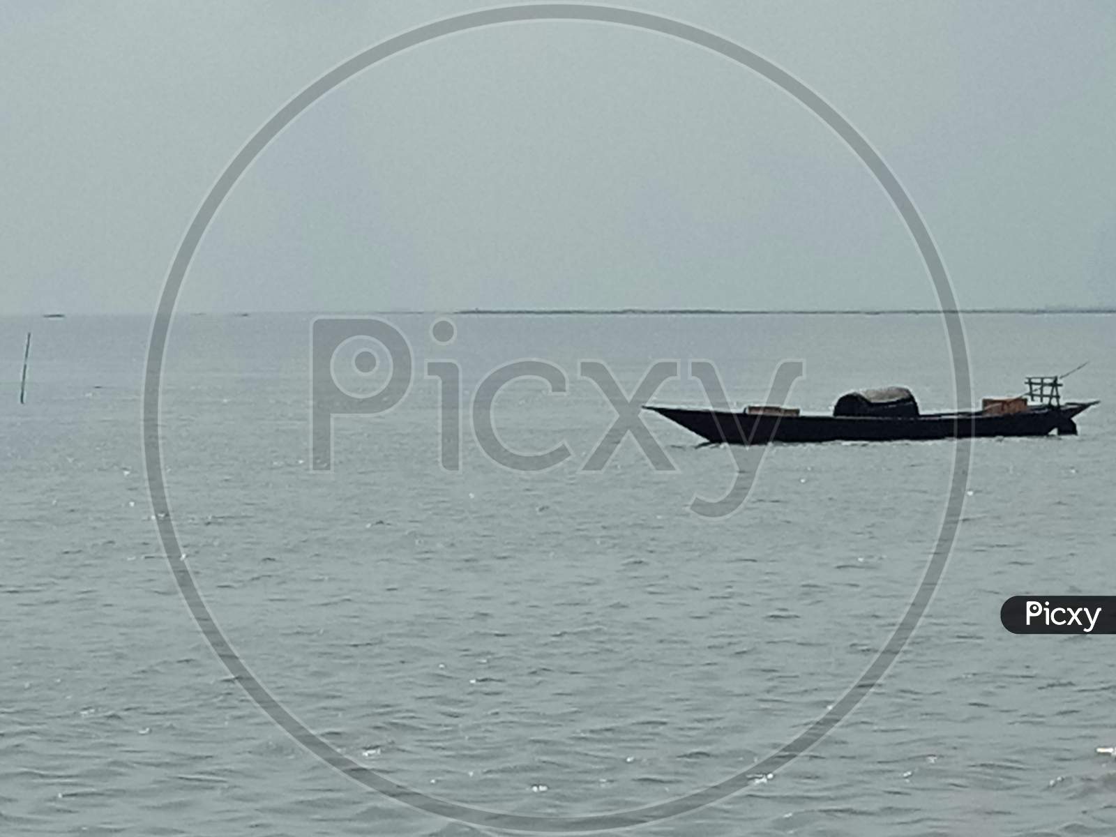 Black Colored Wooden Fishing Boat
