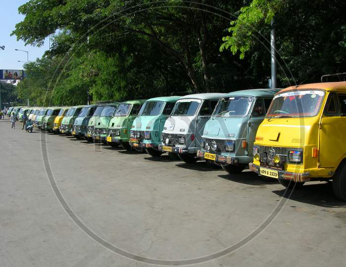 Matador Vans Parked In Mehdipatnam-Hyderabad