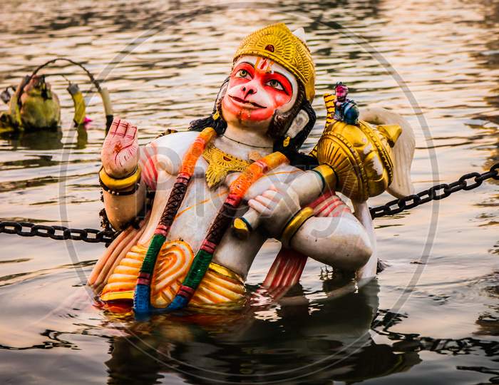hanuman ji in river