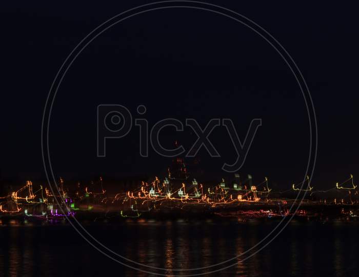Blur City View At Dark Night