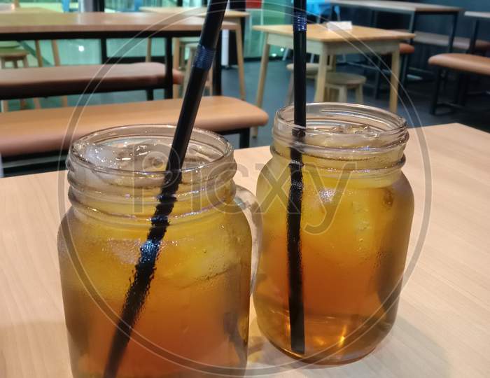Ice tea and table