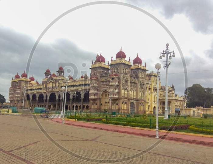 Mysore - india /Karnataka - December 2018: Mysore palace diagonal view