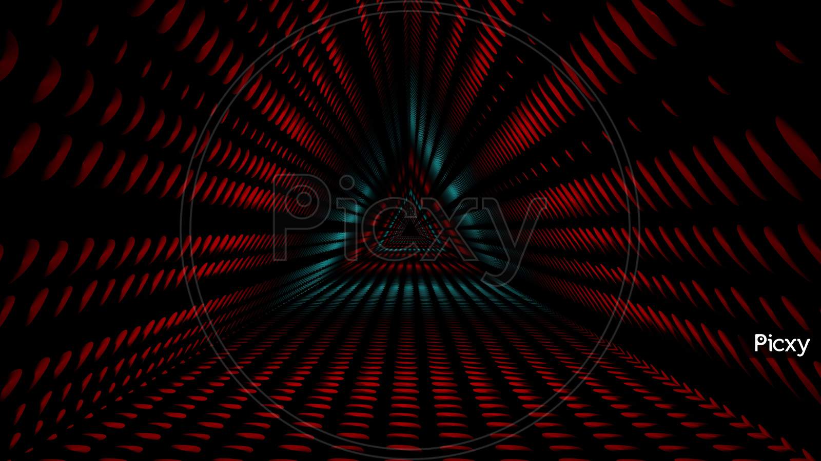 3D Illustration Graphic Of The Abstract Dark Colorful Tunnel In Space. Energy Force Fields Tunnel In Outer Space.
