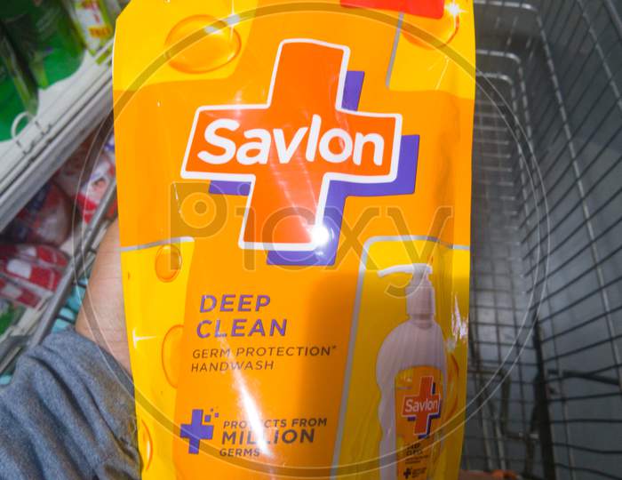 Delhi, India - October 05, 2020 : Savlon Herbal Sensitive Ph Balanced Liquid Handwash Refill Pouch,