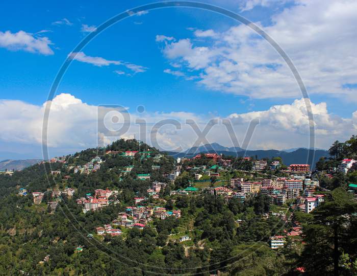 Houses on hills - Shimla, Himachal Pradesh.