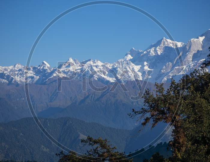 Kedarnath peak from ukhimath  uttrakhand in october