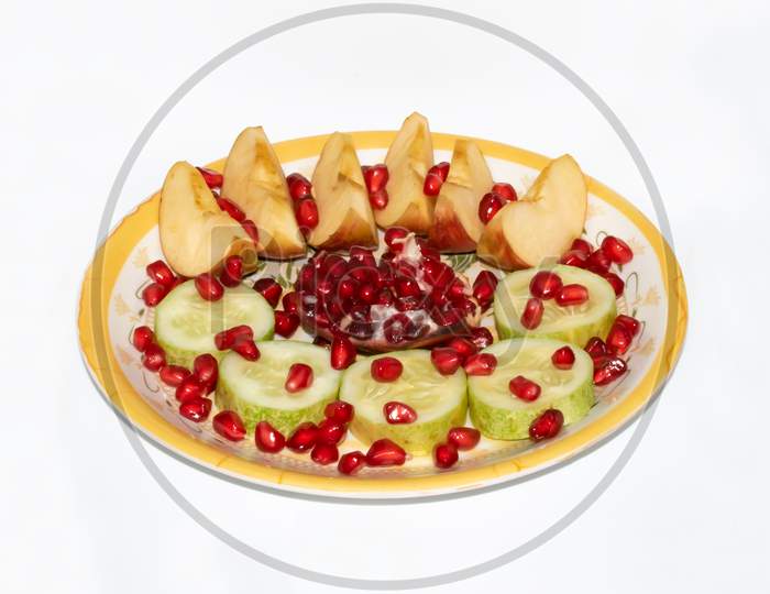 Fresh healthy colorful fruit salad on plate
