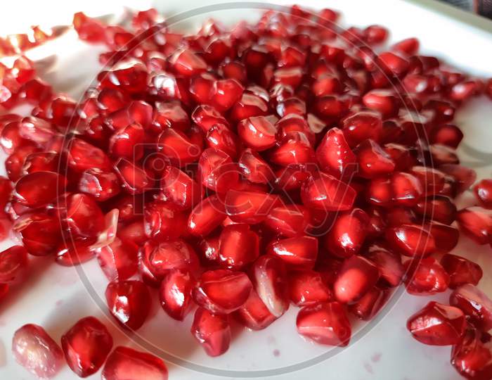 The best quality red pomegranate seeds.