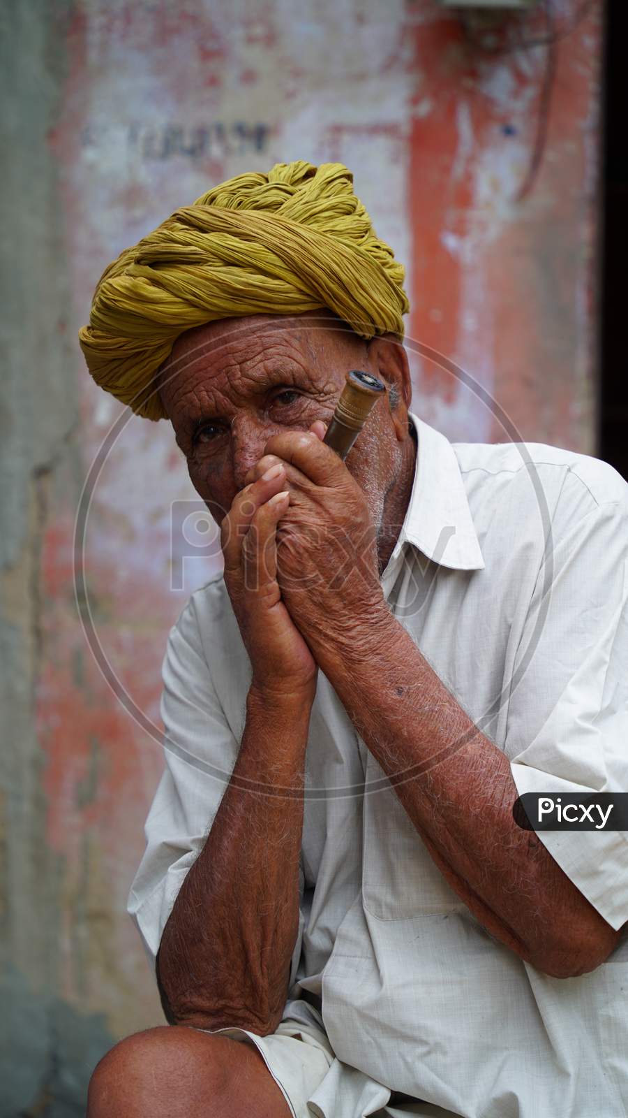 Image of Sikar, Rajasthan, India - October 02 2020: Portrait of aged ...