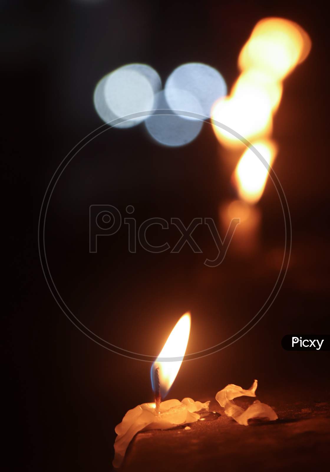 Close Up Candle Lit Lit During Diwali Festival. Happy Diwali Stock Photo