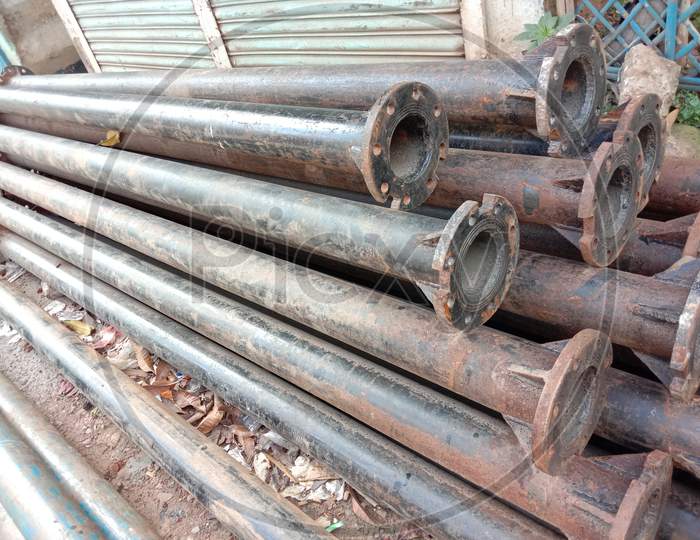 Old Iron Pipe Stock For Sand Collection