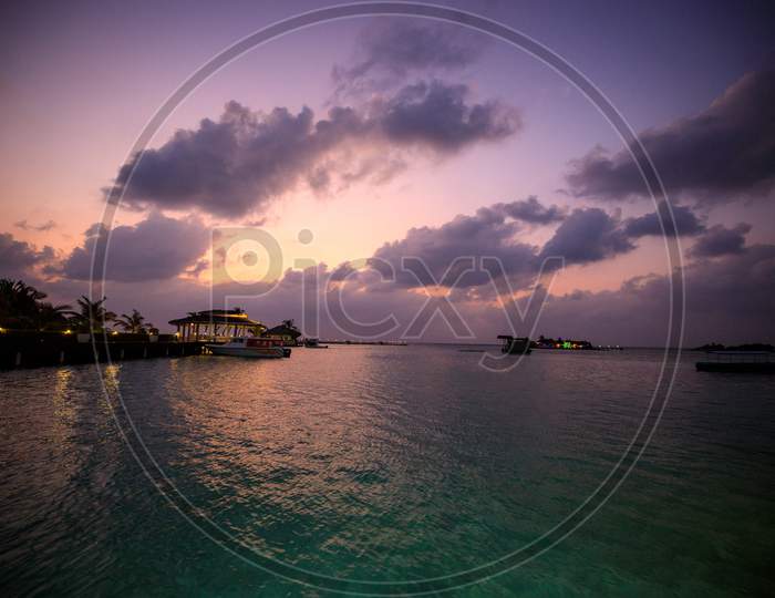 Huvafen Fushi Resort Maldives sunset