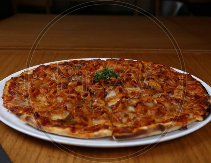 Pizza with selective focus