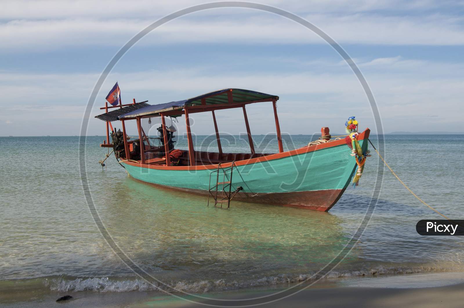 Typical Cambodian Long Tale Boat